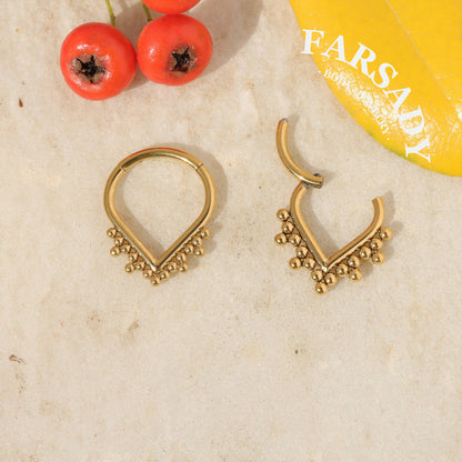 Bead Teardrop - ASTM F136 Titanium Hinged Clicker Hoop / Fits 16G Septum Ring Helix Conch Cartilage Earring