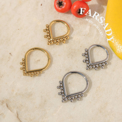 Bead Teardrop - ASTM F136 Titanium Hinged Clicker Hoop / Fits 16G Septum Ring Helix Conch Cartilage Earring