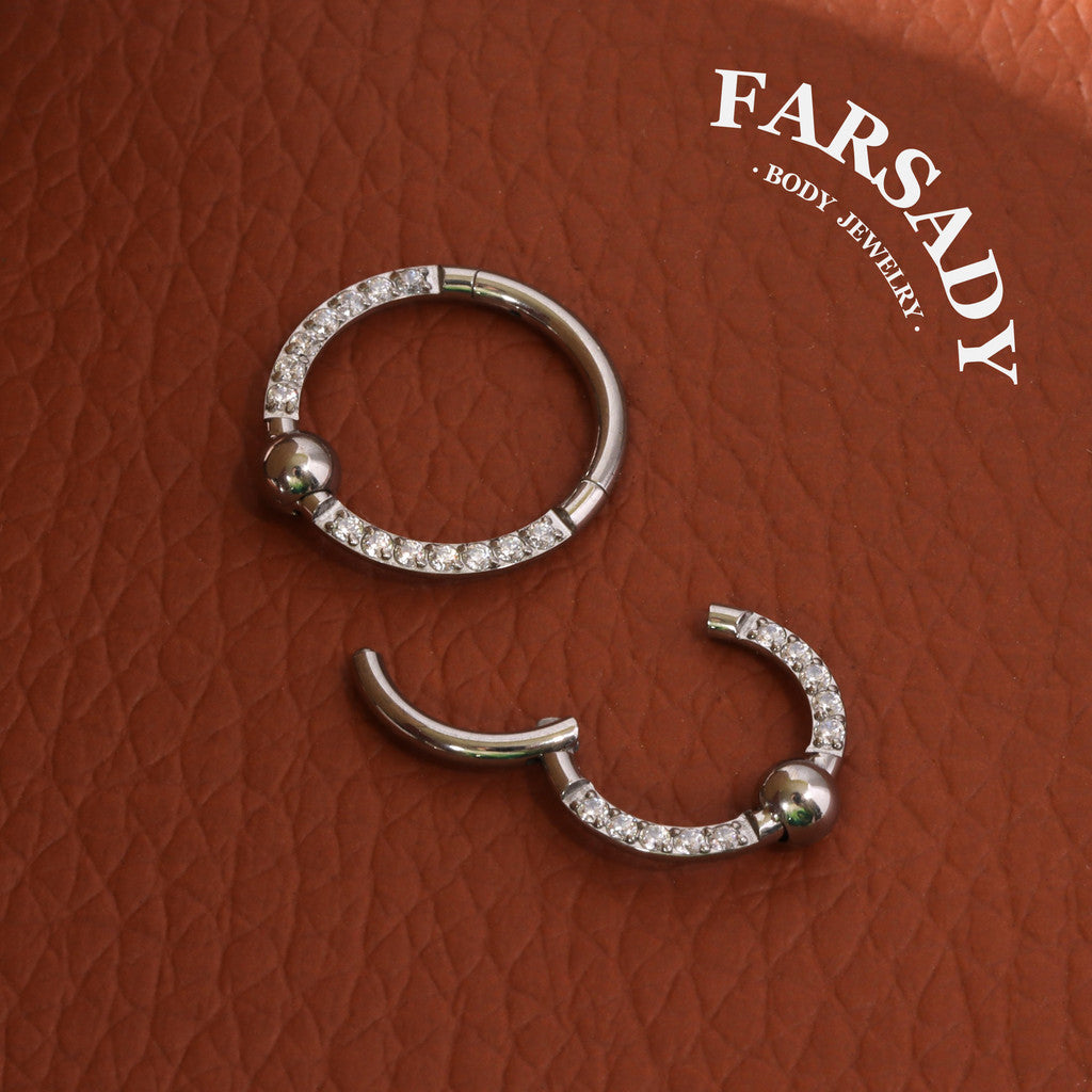 Bead Radiance - F136 Titanium Hinged Clicker Hoop / Fits 16G Septum Ring Helix Conch Cartilage Earring