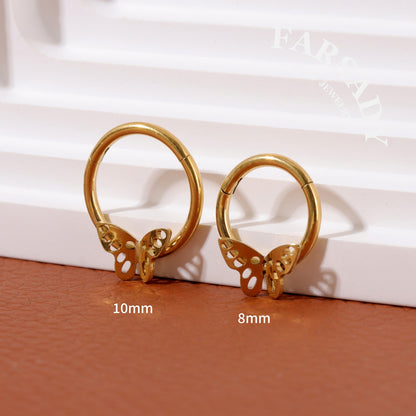Wing Vein - ASTM F136 Titanium Hinged Clicker Hoop / Fits 16G Septum Ring Helix Conch Cartilage Earring