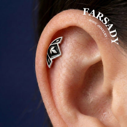 Crest Sprout - 925 Silver Threadless Stud / Fits Cartilage Helix Tragus Lobe Nostril Piercing