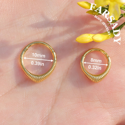 Drop V - 316L Hinged Clicker Hoop / Fits 16G Septum Ring Helix Conch Cartilage Earring / Elegant Minimal Piercing, Hypoallergenic Jewelry for Sensitive Skin