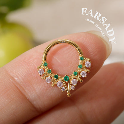 Sterling Silver Enchanted Starburst 16G Daith Earring Hoop, Sterling Silver Hoop Earrings, 8mm Daith Clicker, Helix Ring, Septum Ring, Septum Clicker Gold