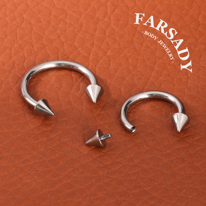 16G Titanium Point CBR Daith Earrings, Internally Threaded Nose Ring, Silver Gold 8mm 10mm Daith Helix Conch Hoop Earring, Horseshoe ring