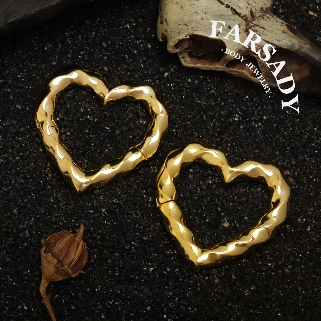 Spiral Heart - 316L Magnetic Hinged Ear Weights / Fits 3G 2G Stretched Ear Lobes Tunnels Plugs