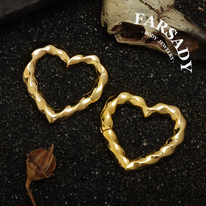 Spiral Heart - 316L Magnetic Hinged Ear Weights / Fits 3G 2G Stretched Ear Lobes Tunnels Plugs