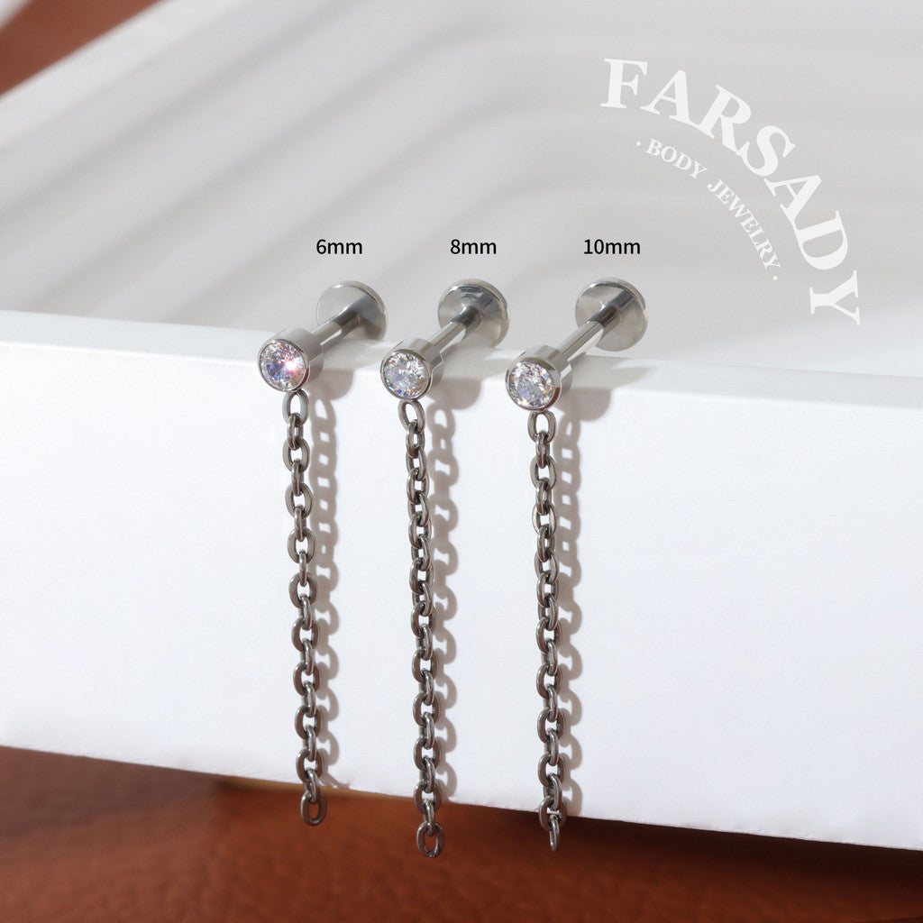 Chain Glint - F136 Titanium Internally Threaded Stud / Fits Cartilage Helix Tragus Lobe Piercing