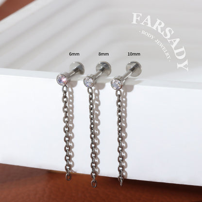 Chain Glint - F136 Titanium Internally Threaded Stud / Fits Cartilage Helix Tragus Lobe Piercing