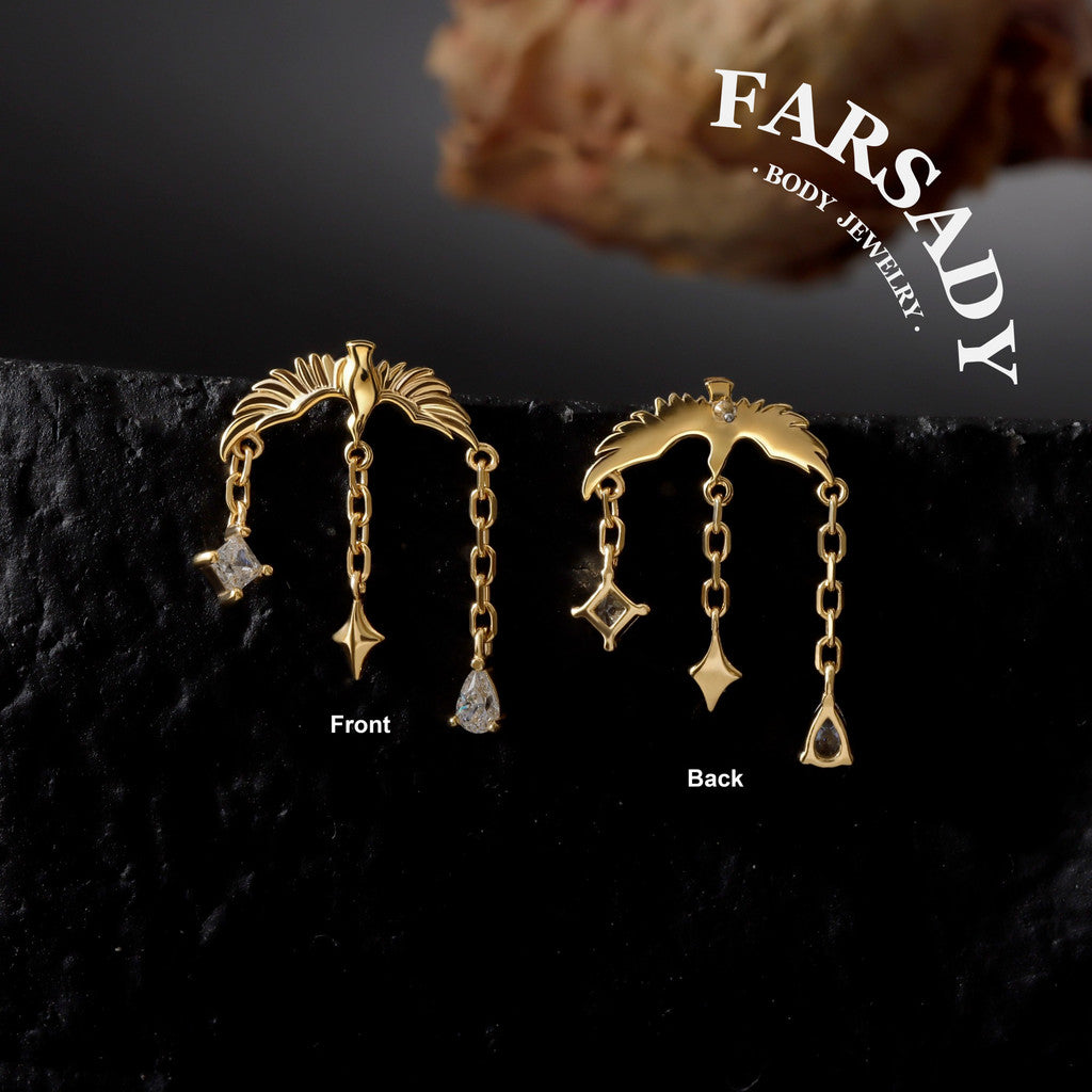 Aether Raven - 925 Silver Threadless Stud / Fits Cartilage Helix Tragus Lobe Earring