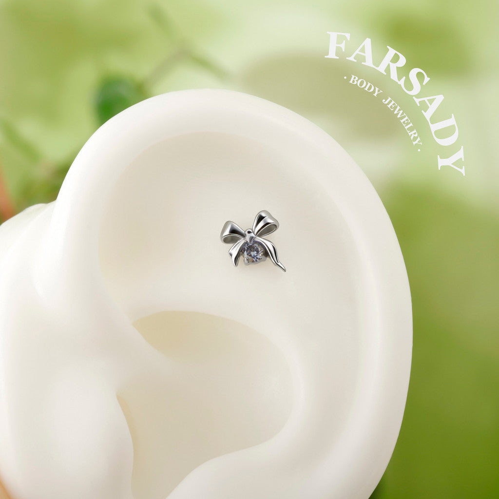 Glow Ribbon - F136 Titanium Internally Threaded Stud / Fits Cartilage Helix Tragus Lobe Nostril Piercing
