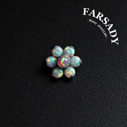 Six Stone Flower - F136 Titanium Internally Threaded Stud / Fits Cartilage Helix Tragus Lobe Nostril Piercing