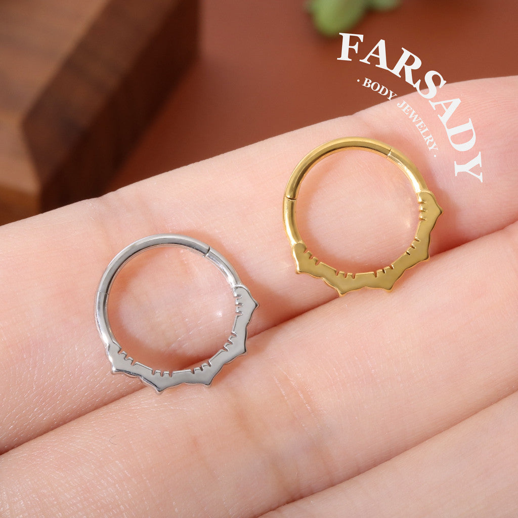 16G 316L Steel Flower Septum Ring Hinged Daith Helix Earring Silver Gold Septum Piercing Hoop 1.2*8mm 1.2*10mm Daily Wear Gift Jewelry for Women
