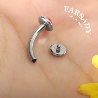14G Titanium Red CZ Floating Belly Button Ring 6/8/10/12/14mm Internally Threaded Navel Ring Waterproof Body Piercing Daily Wear Gift for Her