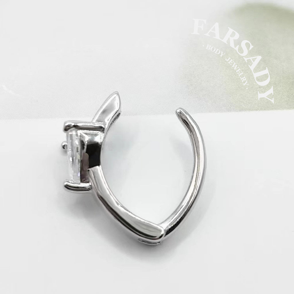 14G S925 Sterling Silver Heart Belly Button Clicker 10mm Hinged Navel Belly Hoop Clip Ring Waterproof Curved Bar Body Piercing Daily Wear Gift for Her