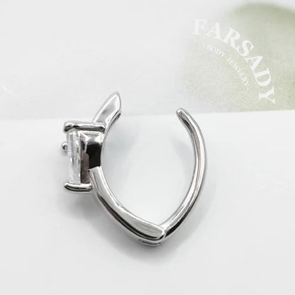 14G S925 Sterling Silver Heart Belly Button Clicker 10mm Hinged Navel Belly Hoop Clip Ring Waterproof Curved Bar Body Piercing Daily Wear Gift for Her