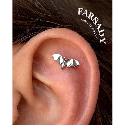 Nocturne Wing - F136 Titanium Internally Threaded Stud / Fits Cartilage Helix Tragus Lobe Nostril Piercing