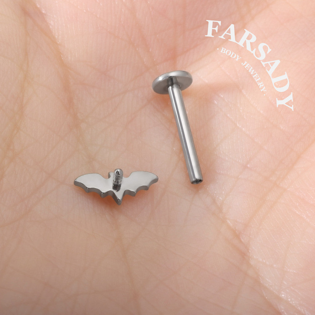 Nocturne Wing - F136 Titanium Internally Threaded Stud / Fits Cartilage Helix Tragus Lobe Nostril Piercing