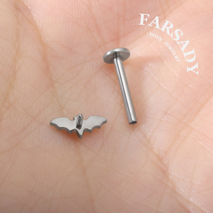 Nocturne Wing - F136 Titanium Internally Threaded Stud / Fits Cartilage Helix Tragus Lobe Nostril Piercing