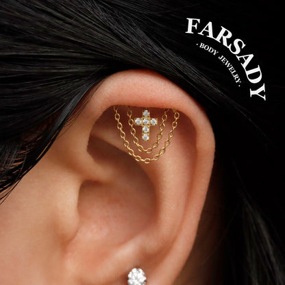 Golden Halo - F136 Titanium Threadless Stud / Fits Cartilage Helix Tragus Lobe Earring