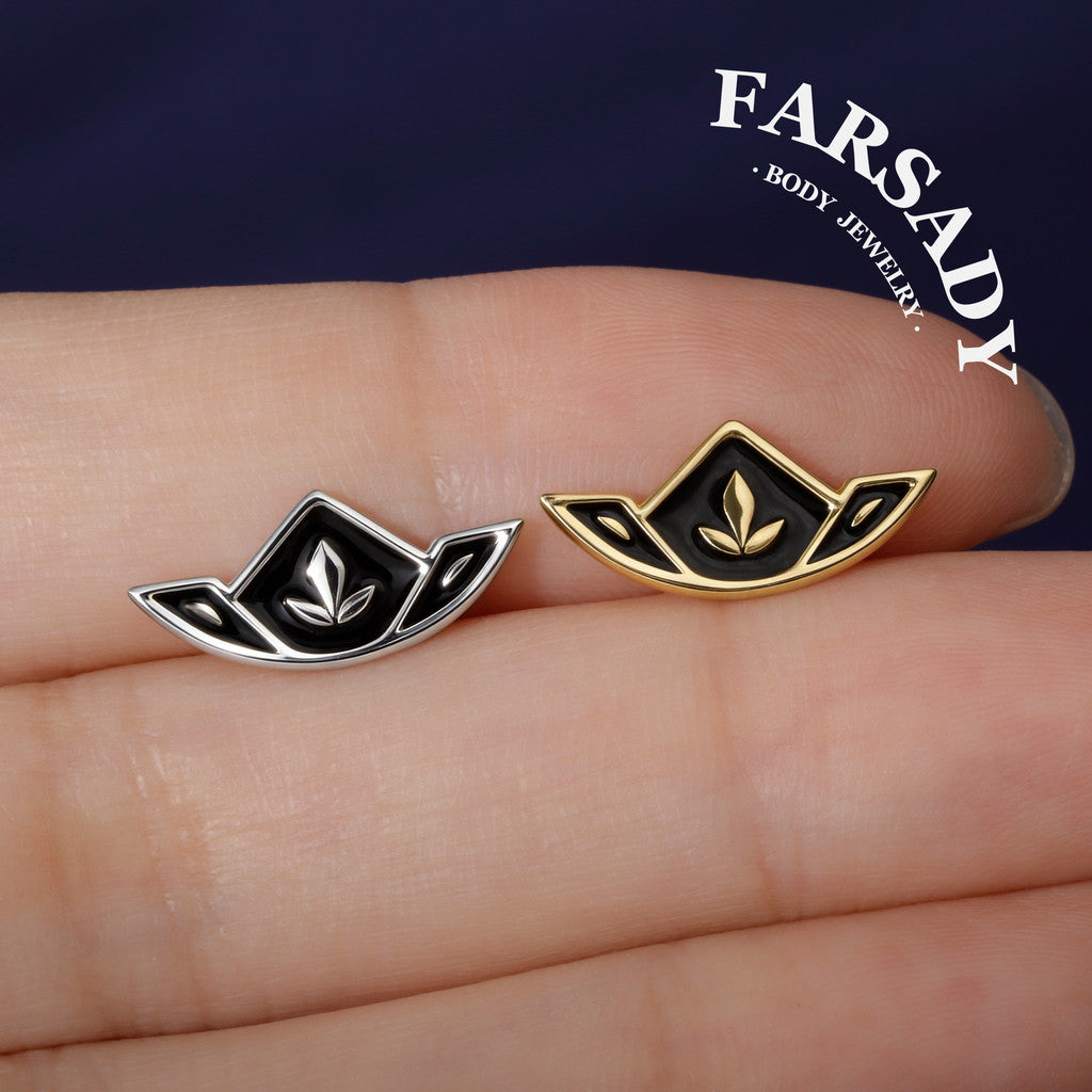 Crest Sprout - 925 Silver Threadless Stud / Fits Cartilage Helix Tragus Lobe Nostril Piercing