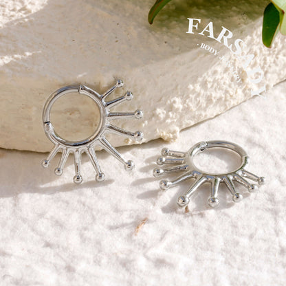 Ray Halo - 316L Hinged Clicker Hoop / Fits 16G Septum Ring Helix Conch Cartilage Earring