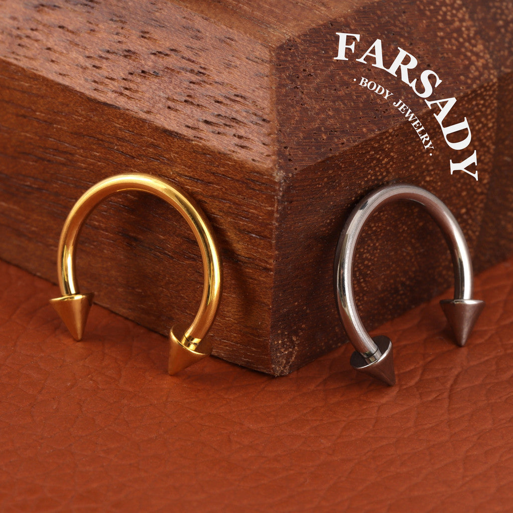 16G Titanium Point CBR Daith Earrings, Internally Threaded Nose Ring, Silver Gold 8mm 10mm Daith Helix Conch Hoop Earring, Horseshoe ring