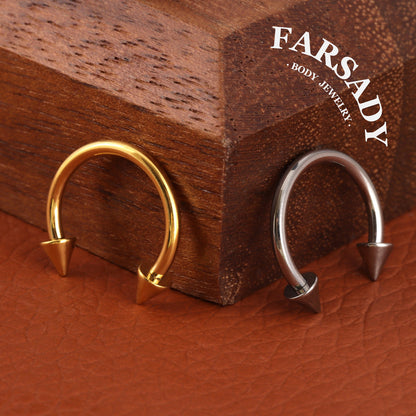 16G Titanium Point CBR Daith Earrings, Internally Threaded Nose Ring, Silver Gold 8mm 10mm Daith Helix Conch Hoop Earring, Horseshoe ring