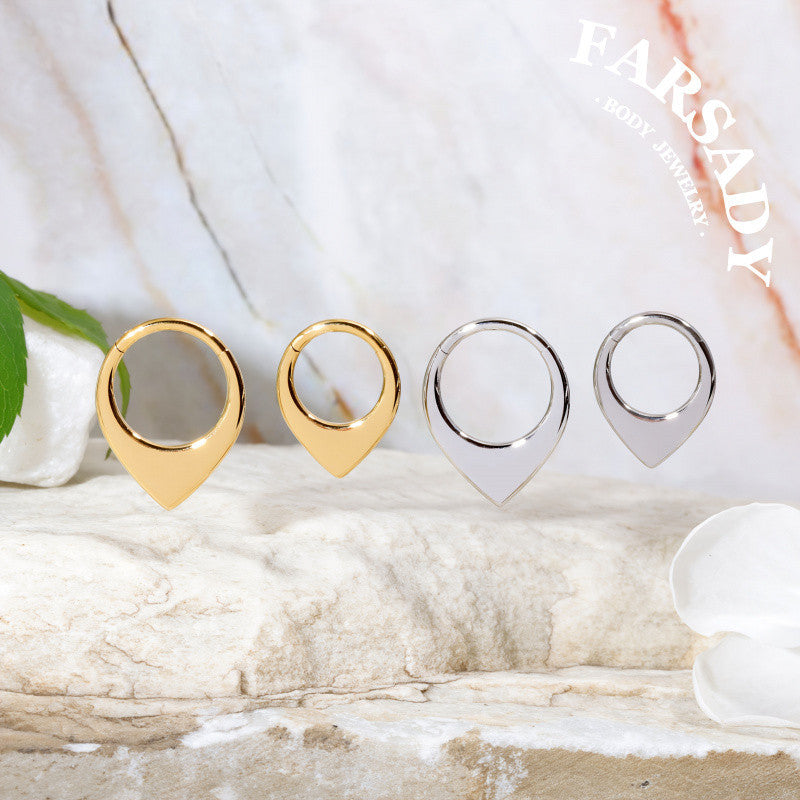 Polished V Shap - ASTM F136 Titanium Hinged Clicker Hoop / Fits 16G Septum Ring Helix Conch Cartilage Earring / Elegant Minimal Piercing, Hypoallergenic Jewelry for Sensitive Skin