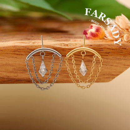 Mid Glint - F136 Titanium Threadless Stud / Fits Vertical Helix Hidden Rook Earring