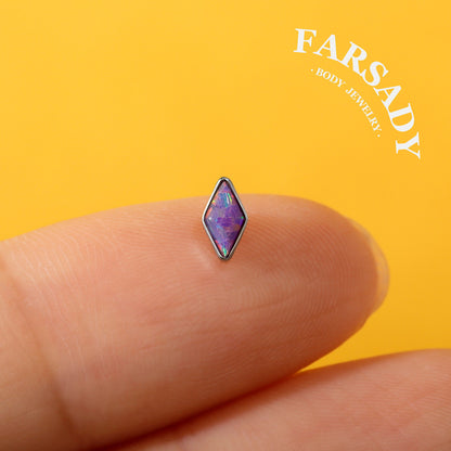 Rhombus Opalis - F136 Titanium Colorful Opal Replacement Tops / Fits Internal Thread Ear Studs