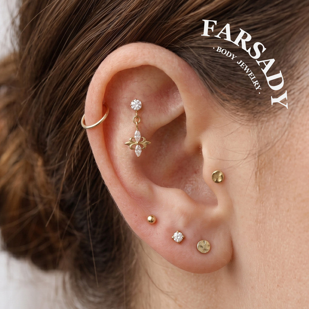 Lily Dangle - F136 Titanium Internally Threaded Stud / Fits Cartilage Helix Tragus Lobe Nostril Piercing
