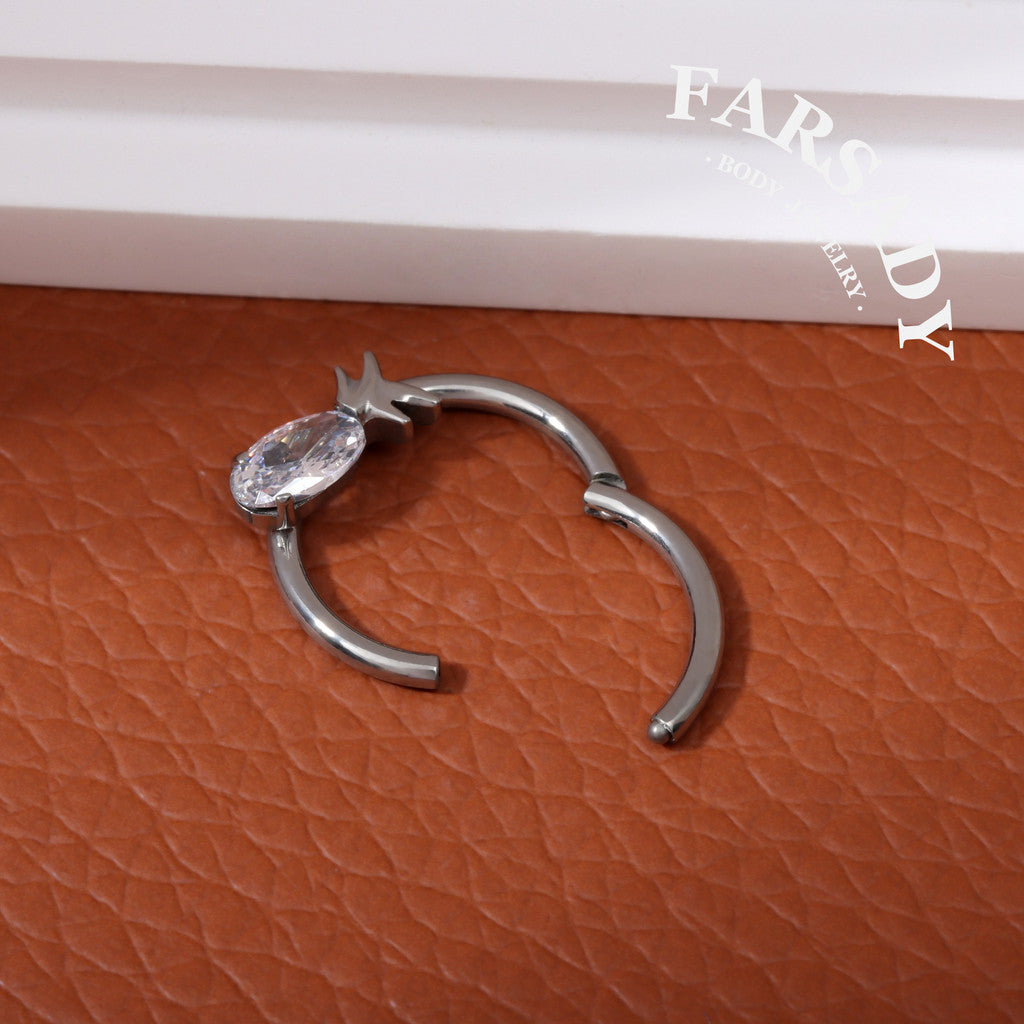 Spike Bloom - F136 Titanium Hinged Clicker Hoop / Fits 16G Septum Ring Helix Conch Cartilage Earring