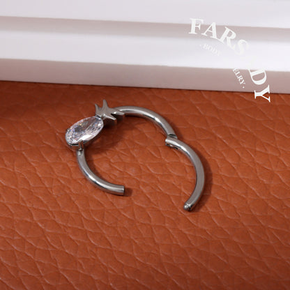 Spike Bloom - F136 Titanium Hinged Clicker Hoop / Fits 16G Septum Ring Helix Conch Cartilage Earring