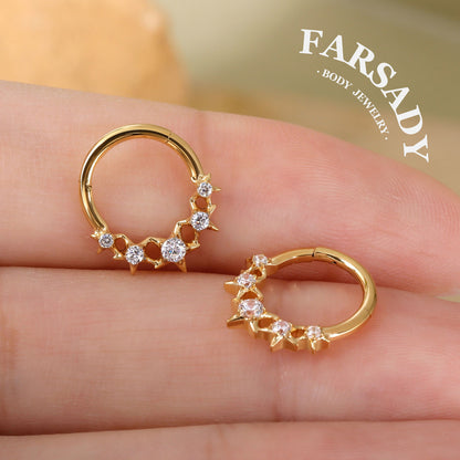 Star Coven - F136 Titanium Hinged Clicker Hoop / Fits 16G Septum Ring Helix Conch Cartilage Earring