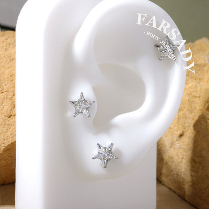 Stellar Prism - F136 Titanium Internally Threaded Stud / Fits Cartilage Helix Tragus Lobe Nostril Piercing