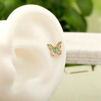 Jade Moth - F136 Titanium Internally Threaded Stud / Fits Cartilage Helix Tragus Lobe Nostril Piercing