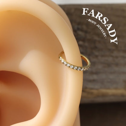 Titanium Conch Earring Hoops - 16G/18G/20G Hinged CZ Piercing Jewelry Cartilage Earring Helix Rook Tragus Daith 6mm/8mm/10mm