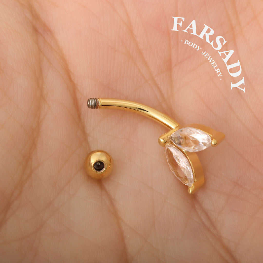 16G Flower Bud Curved Barbell, Silver CZ 8mm Bar Eyebrow Piercings Barbell, CZ Bud Rook Earring, 8mm Cute Rook Barbell