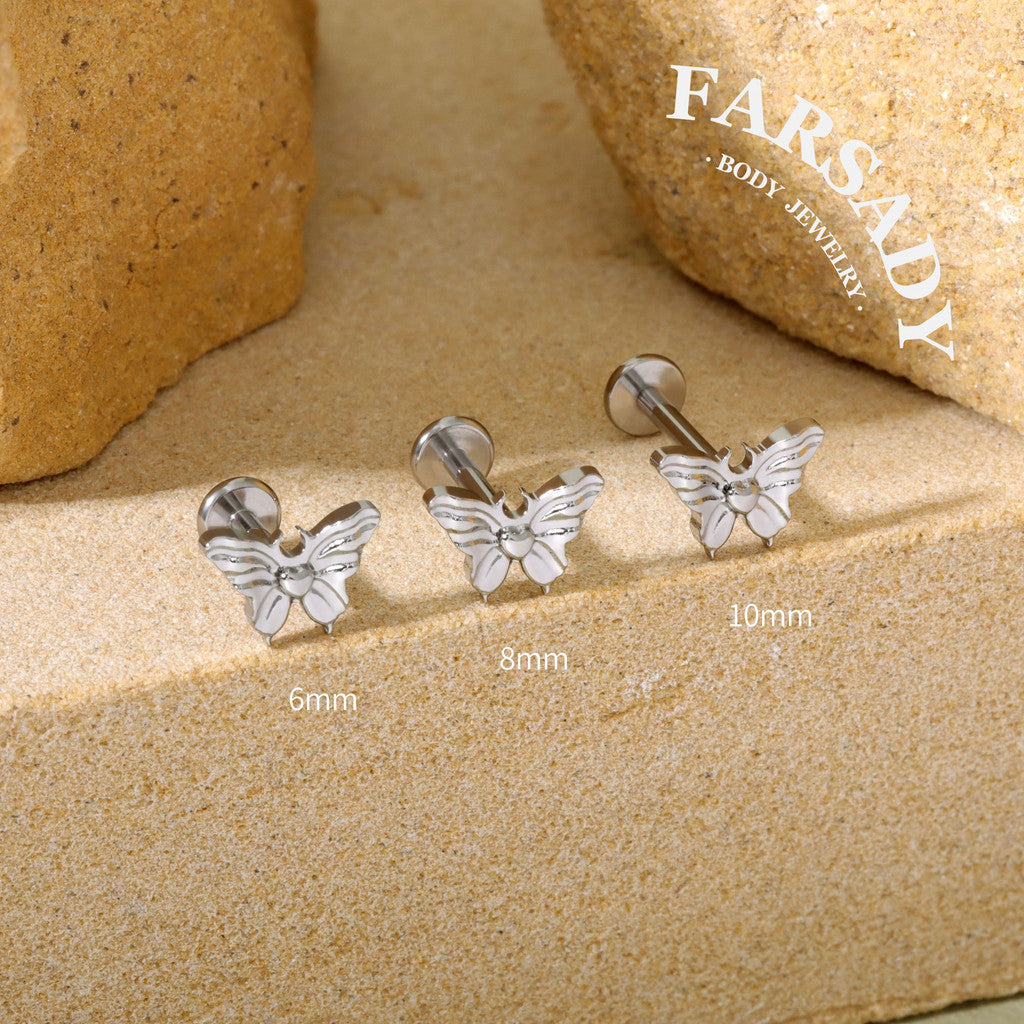 Gilded Moth - F136 Titanium Internally Threaded Stud / Fits Cartilage Helix Tragus Lobe Nostril Piercing