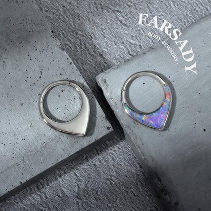 Opal Tear - ASTM F136 Titanium Hinged Clicker Hoop / Fits 16G Septum Ring Helix Conch Cartilage Earring