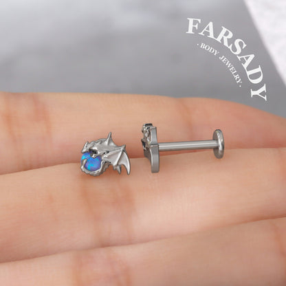 Aqua Wyrm - F136 Titanium Internally Threaded Stud / Fits Cartilage Helix Tragus Lobe Nostril Piercing