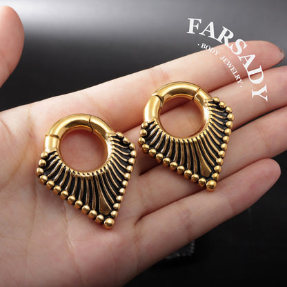 V-shaped Ear Weights Hanger Easy Clasp Silvery 316L Steel Stretcher Earrings 2G Circle Weights Earlobe Stretching Piercing Jewelry