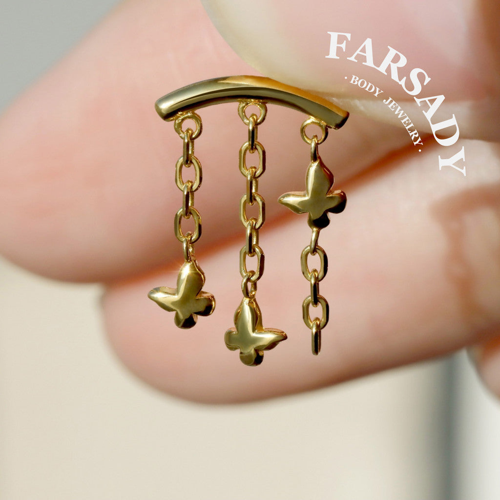 Butterfly Arch - 925 Silver Threadless Stud / Fits Cartilage Helix Tragus Lobe Earring