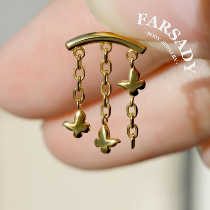 Butterfly Arch - 925 Silver Threadless Stud / Fits Cartilage Helix Tragus Lobe Earring