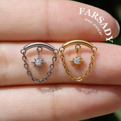 Arc Frame North Star - F136 Titanium Threadless Stud / Fits Helix Tragus Lobe Earring