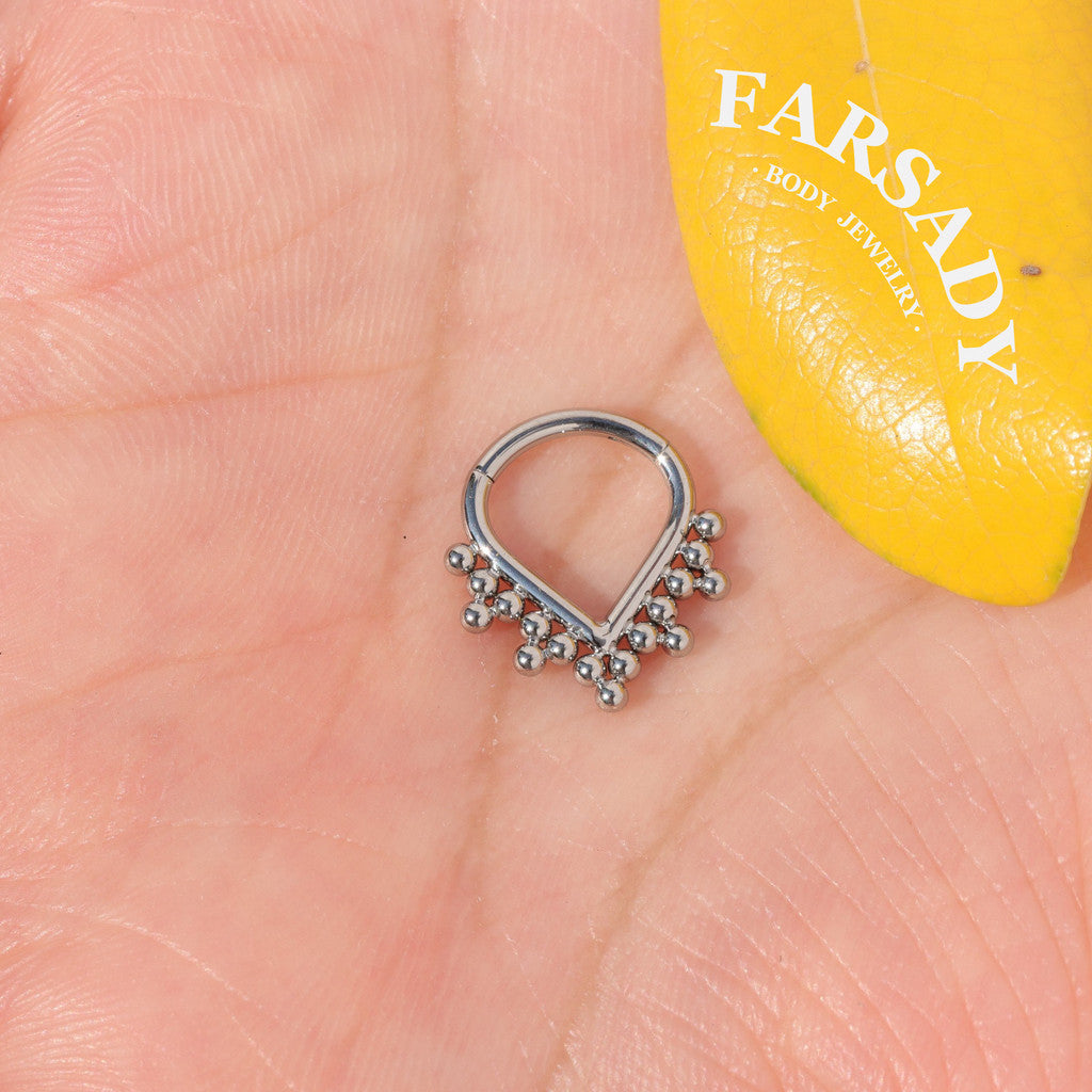 Bead Teardrop - ASTM F136 Titanium Hinged Clicker Hoop / Fits 16G Septum Ring Helix Conch Cartilage Earring