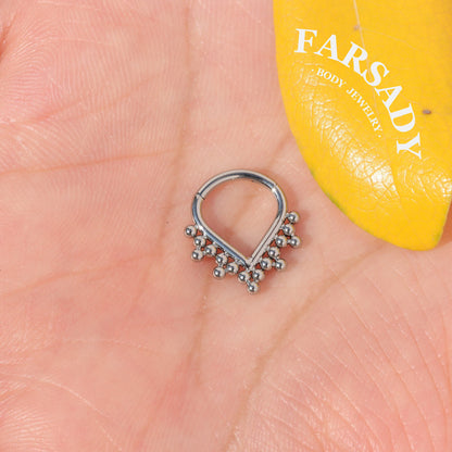 Bead Teardrop - ASTM F136 Titanium Hinged Clicker Hoop / Fits 16G Septum Ring Helix Conch Cartilage Earring