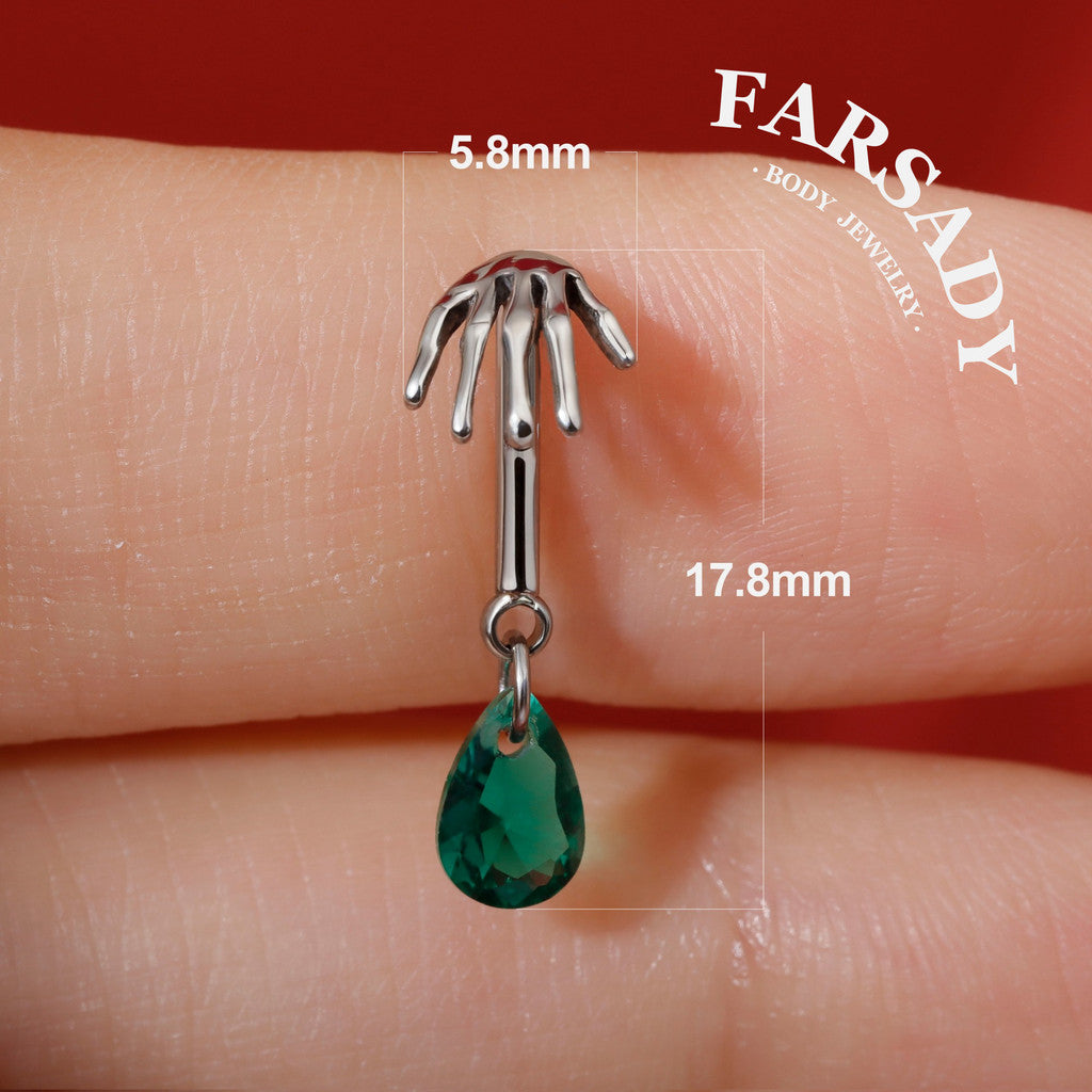 Ghost Palm - F136 Titanium Internally Threaded Stud / Fits Vertical Helix Hidden Rook Earring