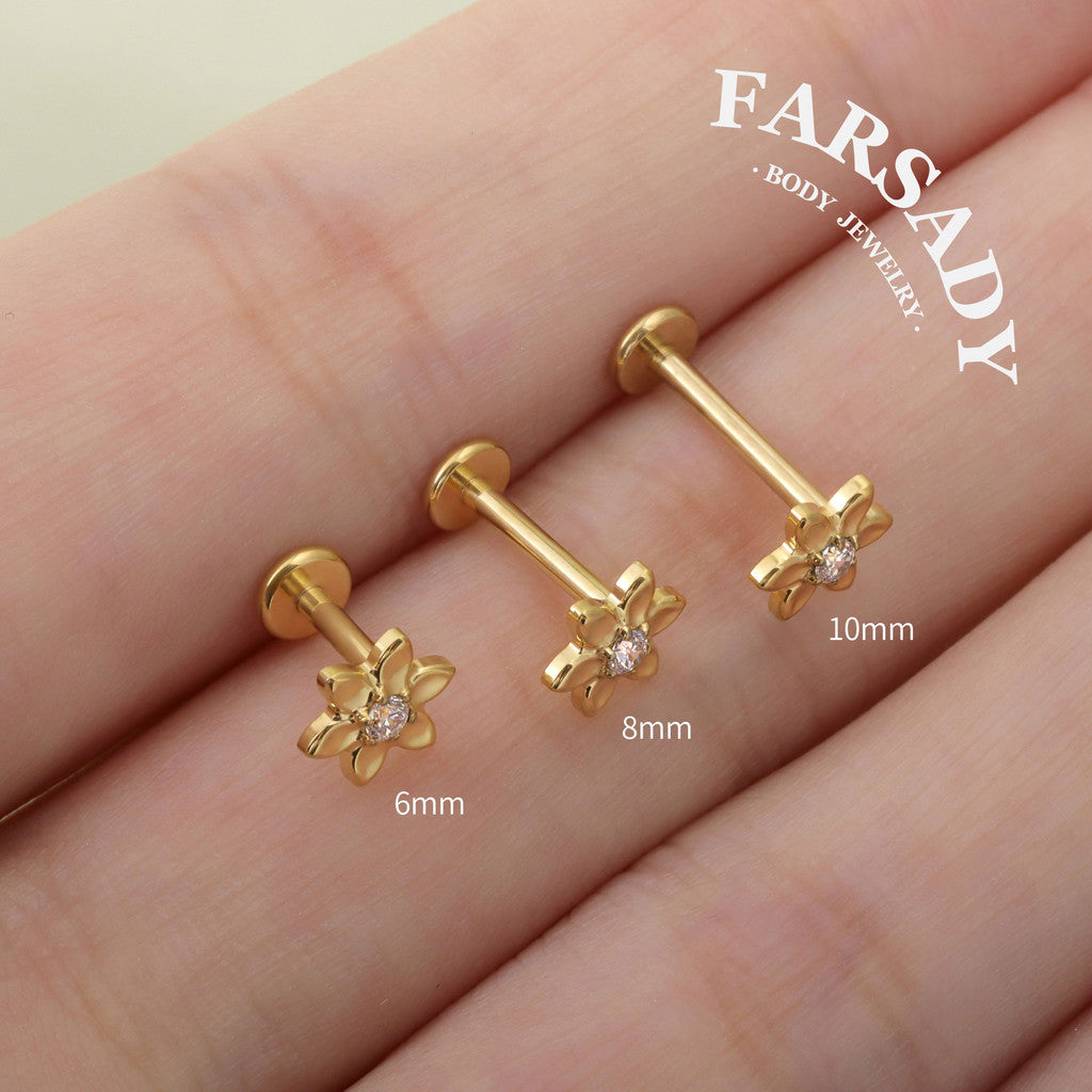 Petal Glow - F136 Titanium Internally Threaded Stud / Fits Cartilage Helix Tragus Lobe Nostril Piercing