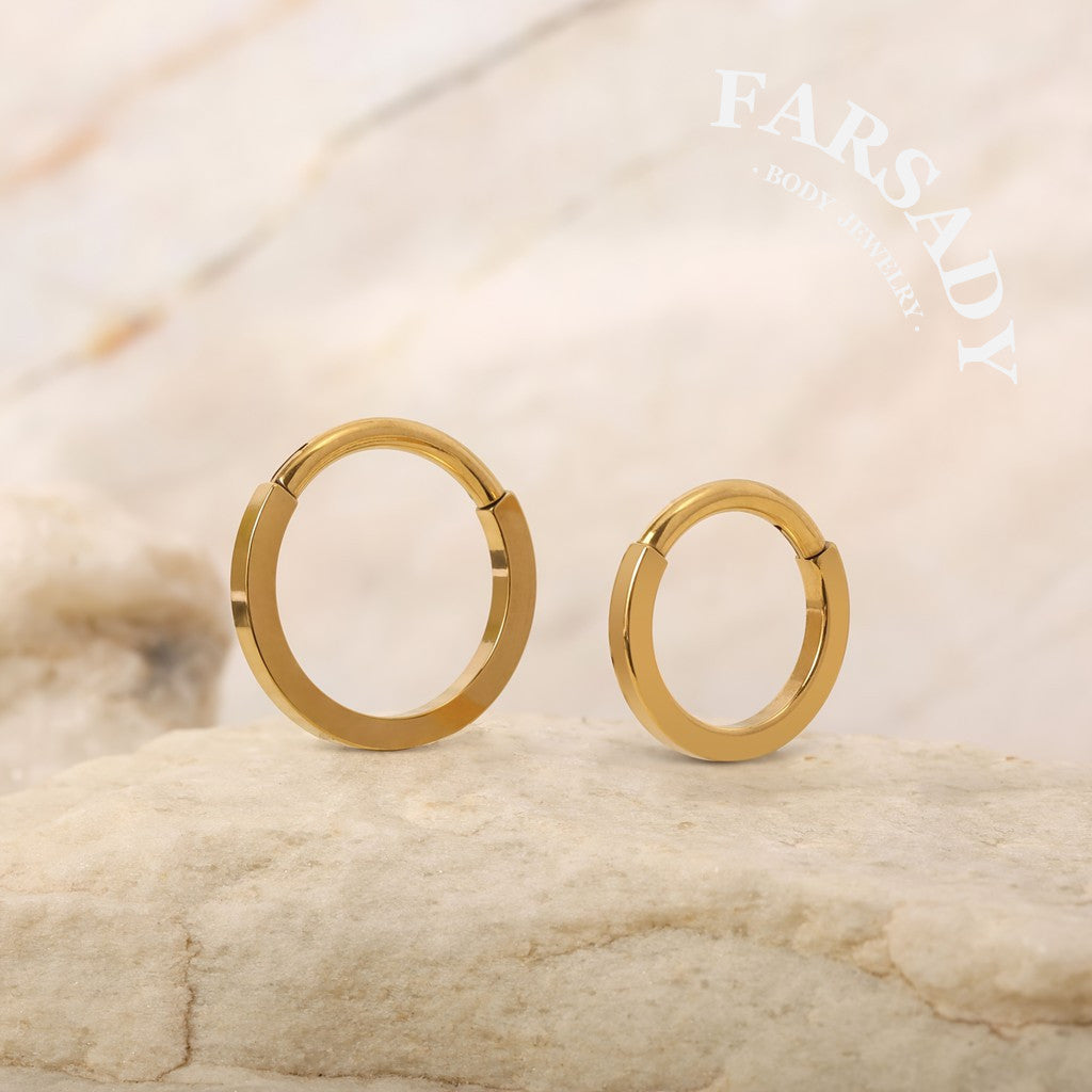Rect Edge - ASTM F136 Titanium Hinged Clicker Hoop / Fits 16G Septum Ring Helix Conch Cartilage Earring / Elegant Minimal Piercing, Hypoallergenic Jewelry for Sensitive Skin